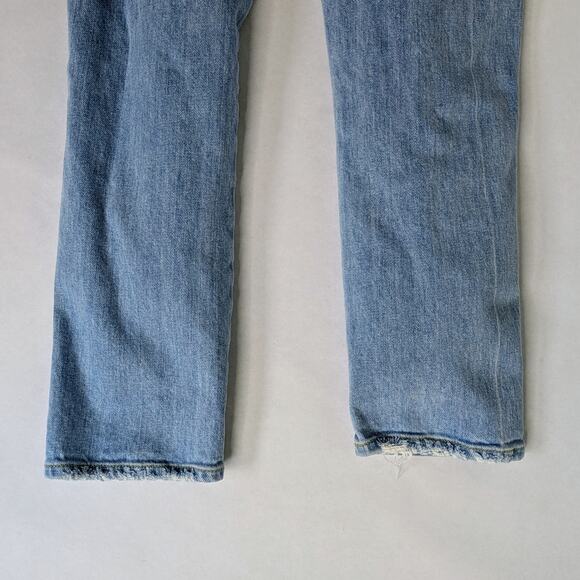 Amo Jeans Chelsea Crop Womens 26 Blue Straight Leg High Rise Distress Light Wash - Picture 6 of 11